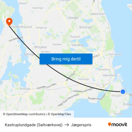 Kastruplundgade (Saltværksvej) to Jægerspris map