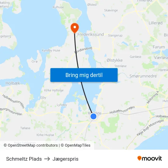 Schmeltz Plads to Jægerspris map