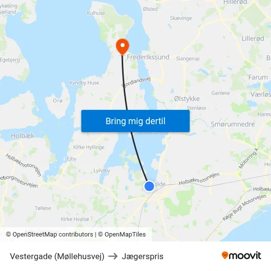 Vestergade (Møllehusvej) to Jægerspris map