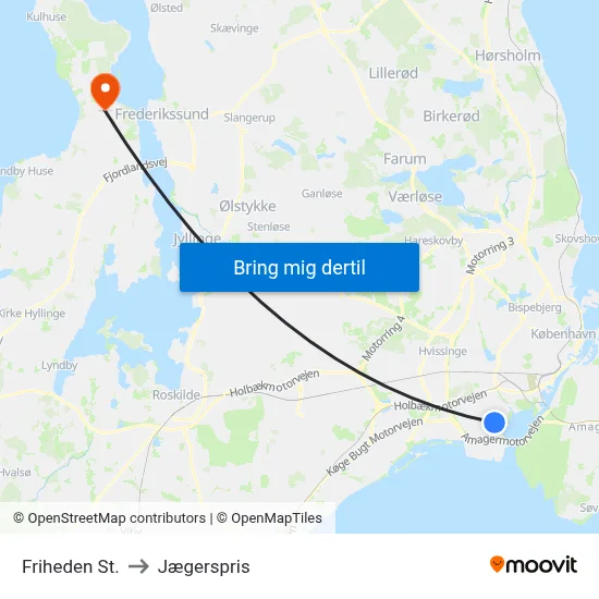 Friheden St. to Jægerspris map