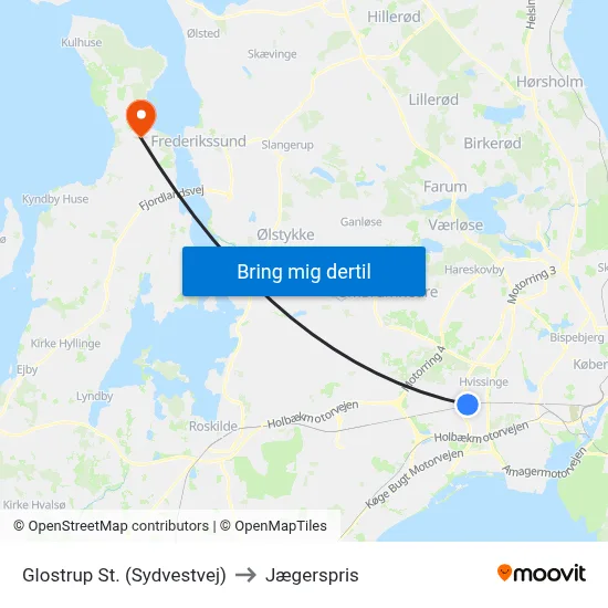 Glostrup St. (Sydvestvej) to Jægerspris map
