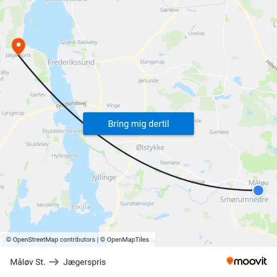 Måløv St. to Jægerspris map