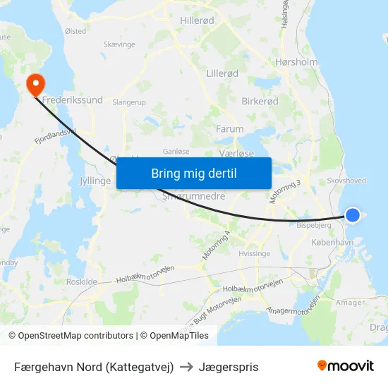 Færgehavn Nord (Kattegatvej) to Jægerspris map