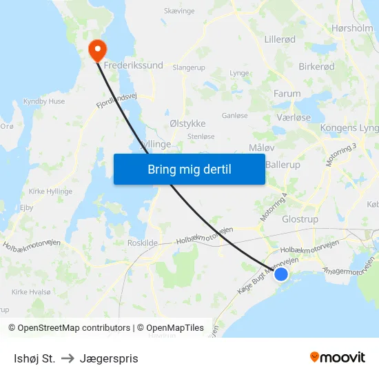 Ishøj St. to Jægerspris map