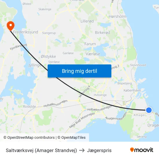 Saltværksvej (Amager Strandvej) to Jægerspris map