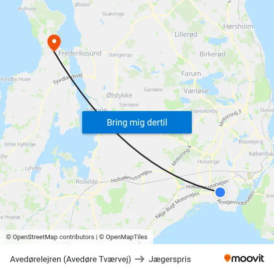 Avedørelejren (Avedøre Tværvej) to Jægerspris map