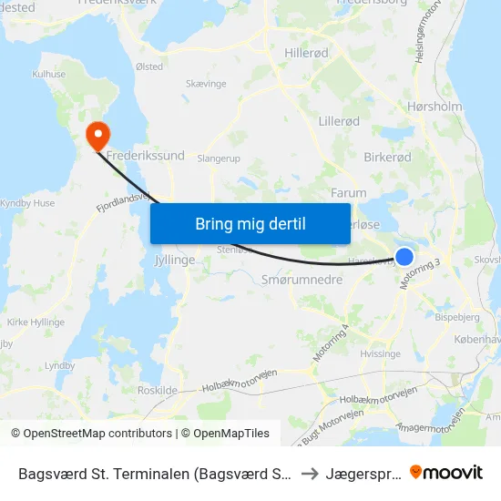 Bagsværd St. Terminalen (Bagsværd St.) to Jægerspris map