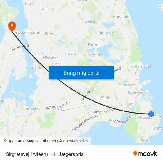 Sirgræsvej (Alleen) to Jægerspris map