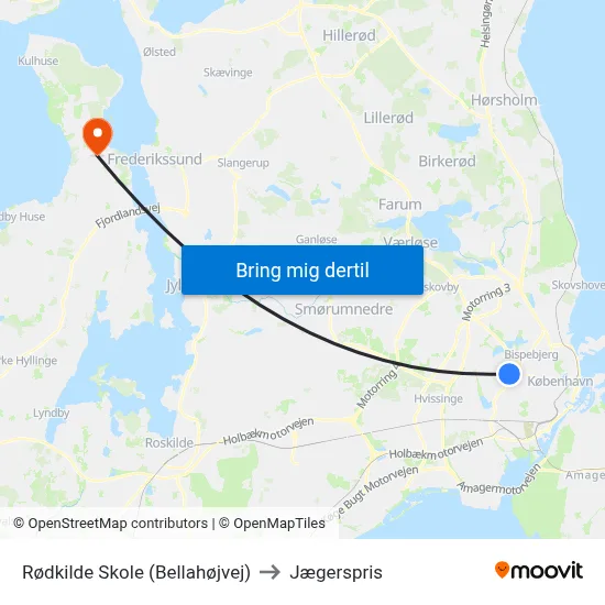 Rødkilde Skole (Bellahøjvej) to Jægerspris map