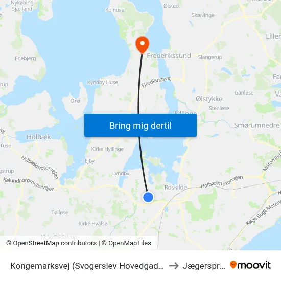 Kongemarksvej (Svogerslev Hovedgade) to Jægerspris map