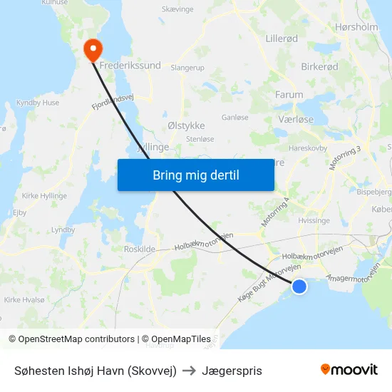 Søhesten Ishøj Havn (Skovvej) to Jægerspris map