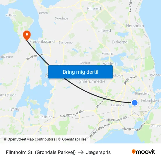 Flintholm St. (Grøndals Parkvej) to Jægerspris map