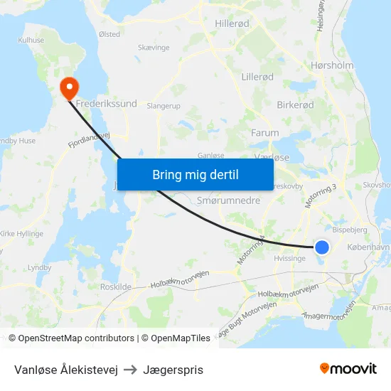 Vanløse Ålekistevej to Jægerspris map