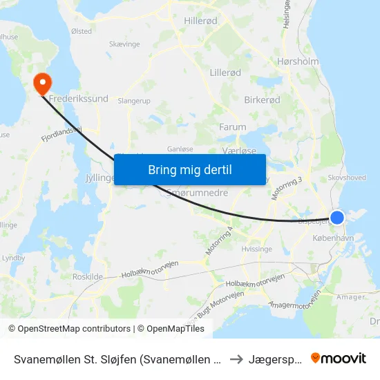 Svanemøllen St. Sløjfen (Svanemøllen St.) to Jægerspris map