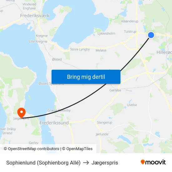 Sophienlund (Sophienborg Allé) to Jægerspris map