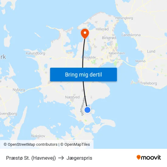 Præstø St. (Havnevej) to Jægerspris map