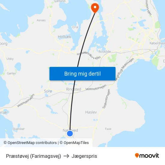Præstøvej (Farimagsvej) to Jægerspris map