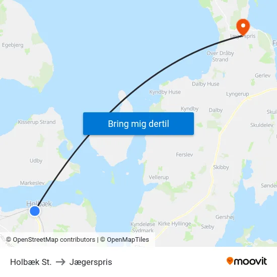 Holbæk St. to Jægerspris map