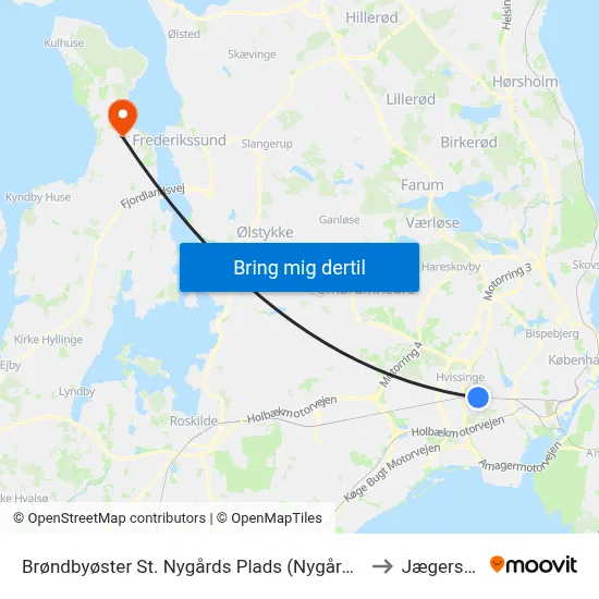 Brøndbyøster St. Nygårds Plads (Nygårds Plads) to Jægerspris map
