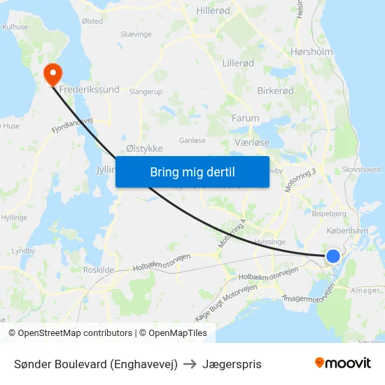 Sønder Boulevard (Enghavevej) to Jægerspris map