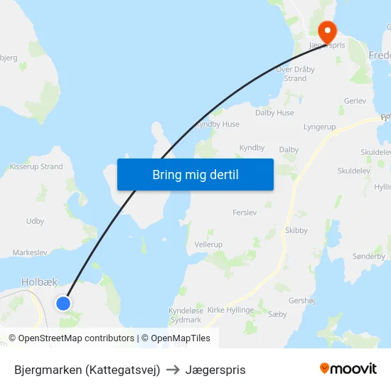 Bjergmarken (Kattegatsvej) to Jægerspris map