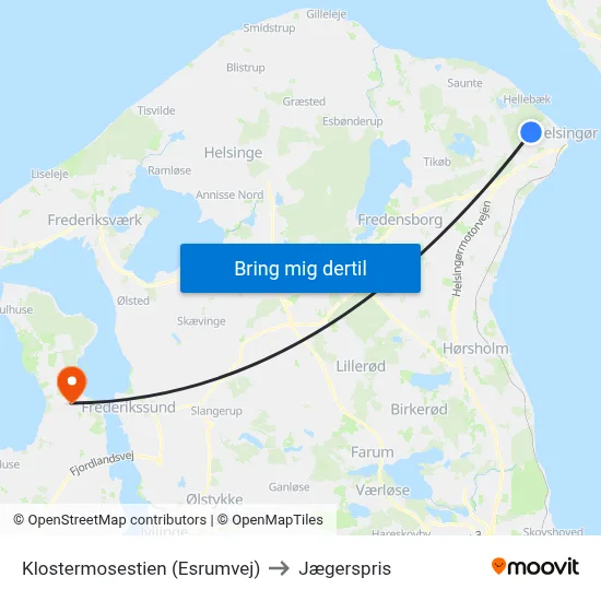 Klostermosestien (Esrumvej) to Jægerspris map