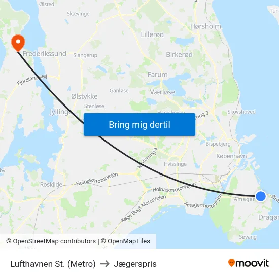 Lufthavnen St. (Metro) to Jægerspris map