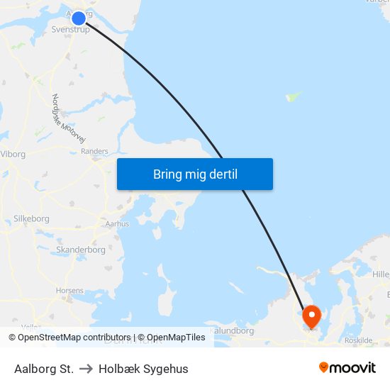 Aalborg St. to Holbæk Sygehus map