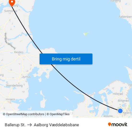 Ballerup St. to Aalborg Væddeløbsbane map