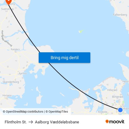 Flintholm St. to Aalborg Væddeløbsbane map