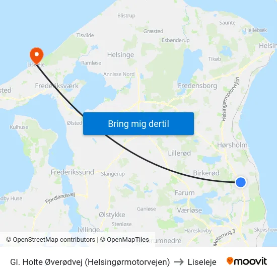 Gl. Holte Øverødvej (Helsingørmotorvejen) to Liseleje map