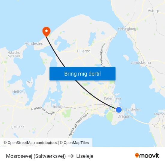 Mosrosevej (Saltværksvej) to Liseleje map