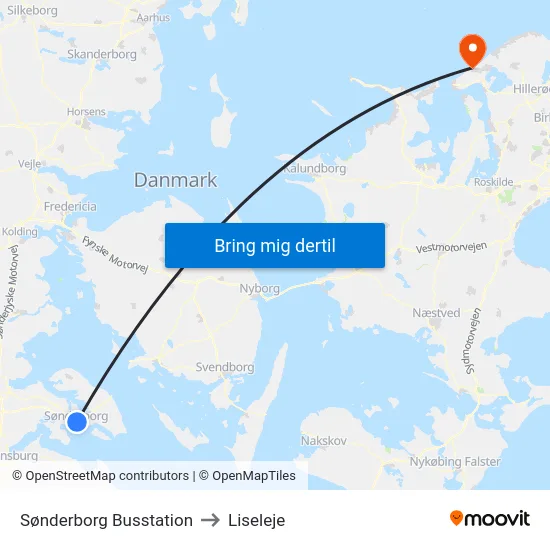 Sønderborg Busstation to Liseleje map