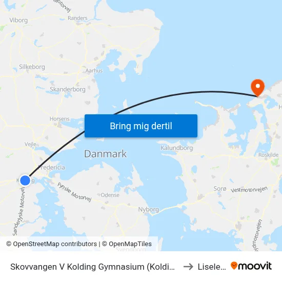 Skovvangen V Kolding Gymnasium (Kolding) to Liseleje map