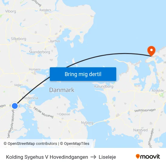 Kolding Sygehus V Hovedindgangen to Liseleje map