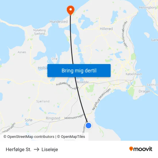 Herfølge St. to Liseleje map