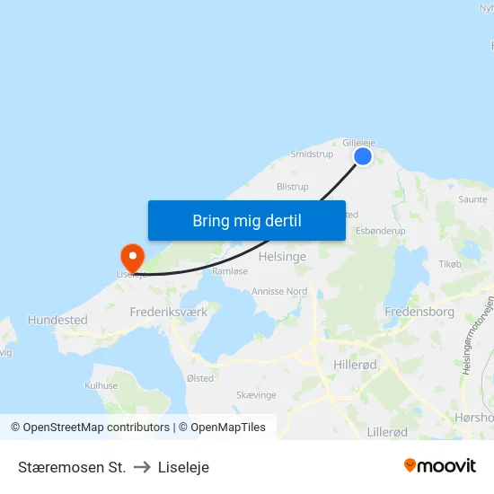 Stæremosen St. to Liseleje map