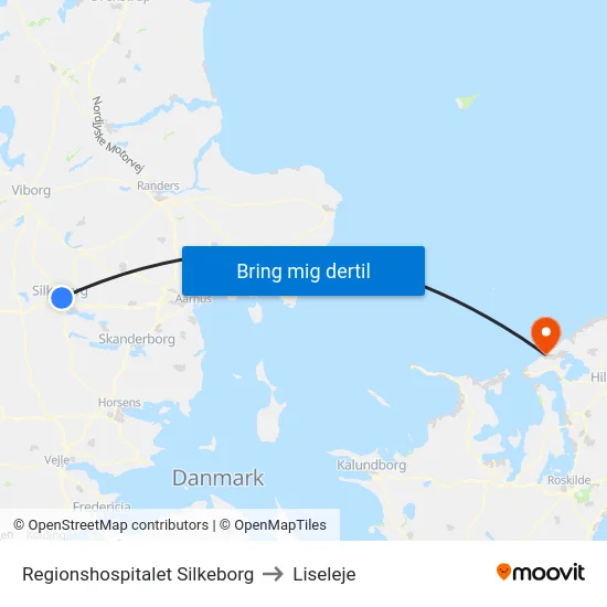 Regionshospitalet Silkeborg to Liseleje map