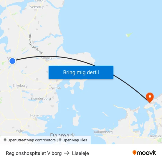 Regionshospitalet Viborg to Liseleje map