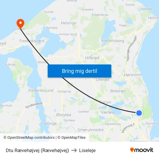Dtu Rævehøjvej (Rævehøjvej) to Liseleje map