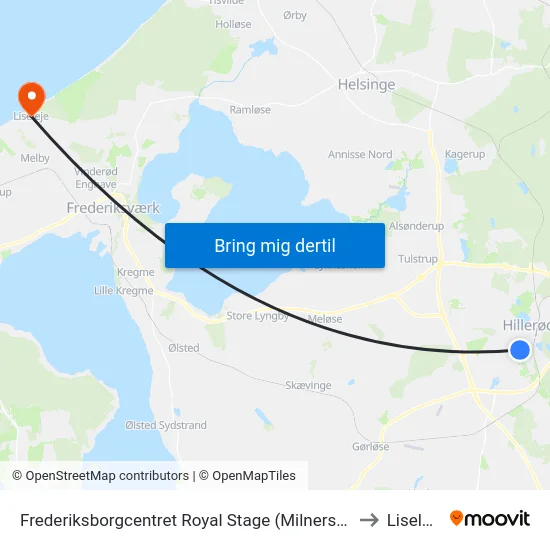 Frederiksborgcentret Royal Stage (Milnersvej) to Liseleje map