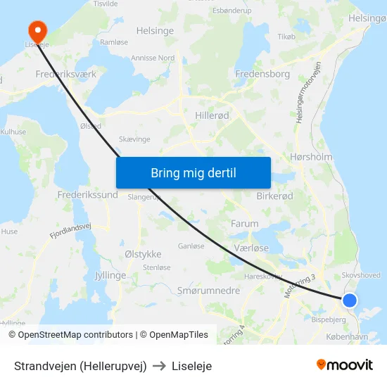 Strandvejen (Hellerupvej) to Liseleje map