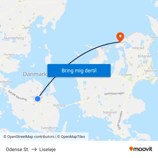 Odense St. to Liseleje map