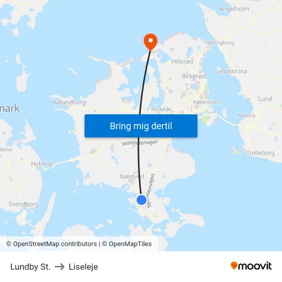 Lundby St. to Liseleje map