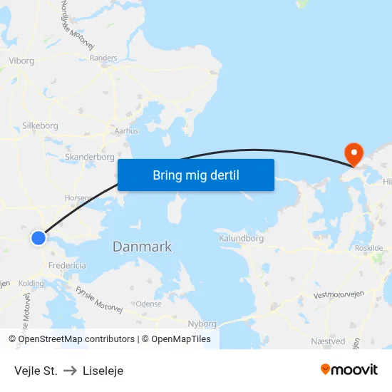 Vejle St. to Liseleje map