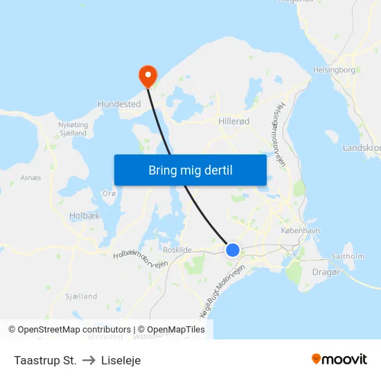 Taastrup St. to Liseleje map