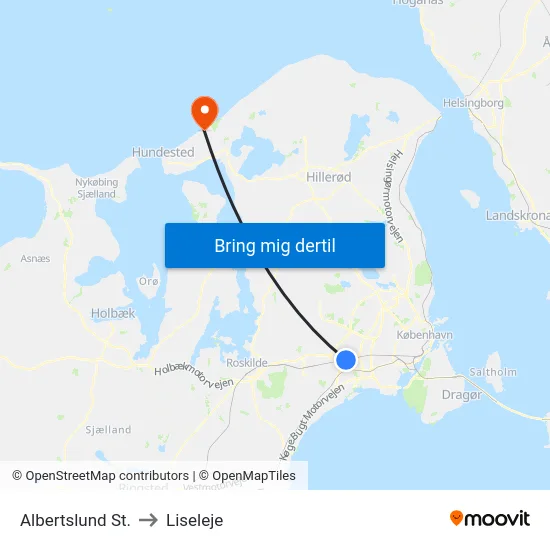 Albertslund St. to Liseleje map