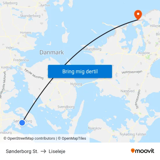 Sønderborg St. to Liseleje map