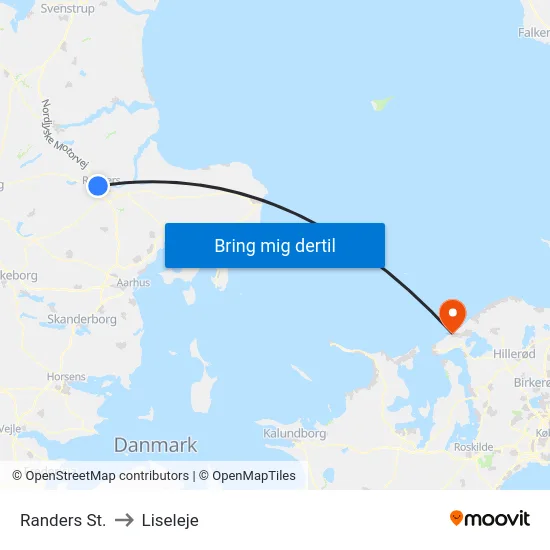 Randers St. to Liseleje map