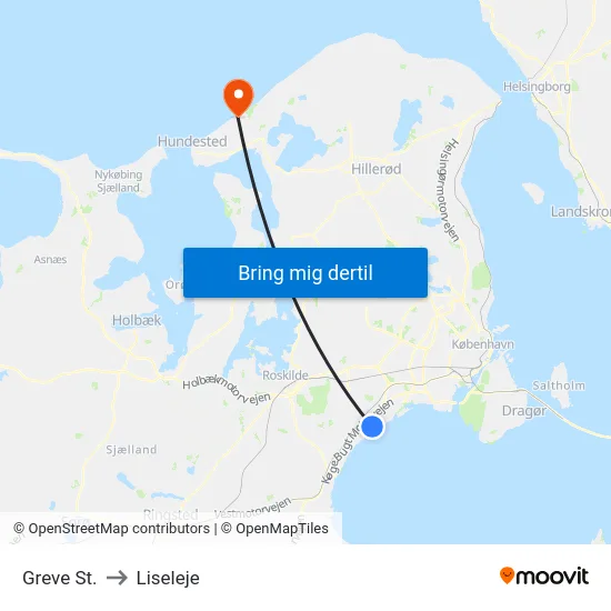Greve St. to Liseleje map